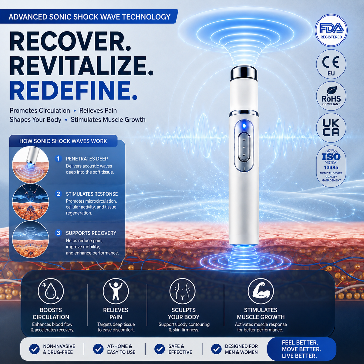 🔥Ultrasonic Shock Wave Therapy Massager——Enhances bust and lifts buttocks. Fuel Muscle Growth.Boost Circulation. Relieve Pain.