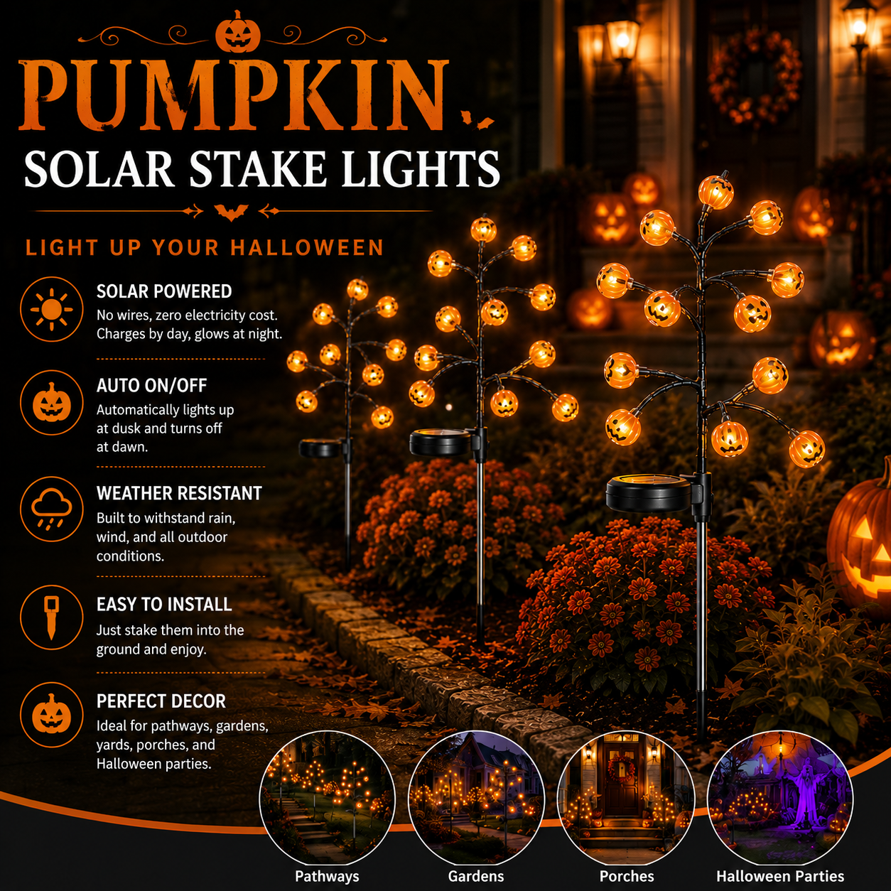 🎃 Last Day 50% OFF – Solar Pumpkin Stake Lights for a Spooky Halloween Yard 👻