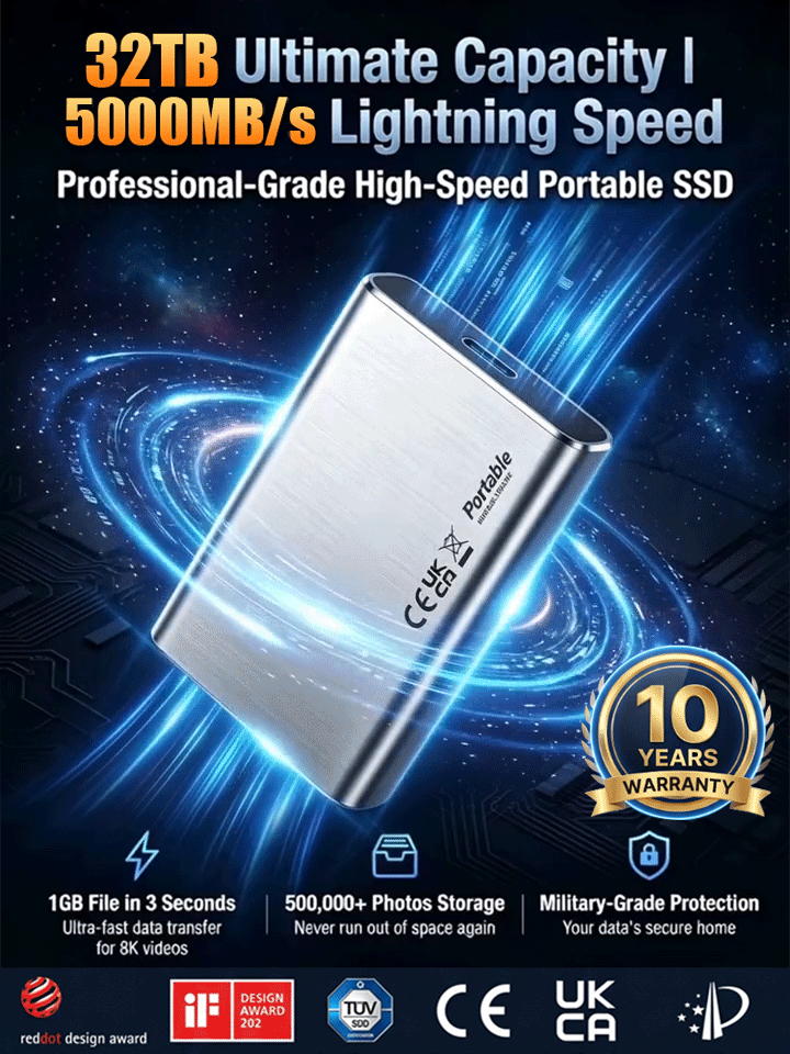🏆Flash Sale⚡ 50K+ SOLD! Almost Gone-🔥32TB High-speed Portable SSD-Next-generation ultra-thin, high-capacity, high-speed solid-state drive