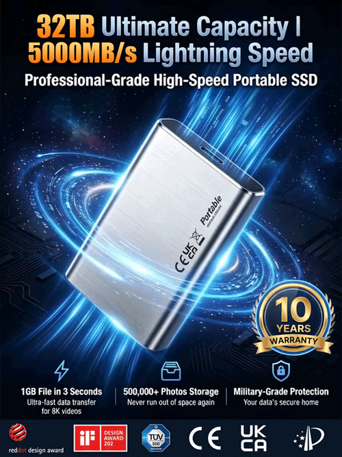 🏆Flash Sale⚡ 50K+ SOLD! Almost Gone-🔥32TB High-speed Portable SSD-Next-generation ultra-thin, high-capacity, high-speed solid-state drive